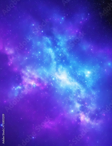 Cosmic background with a blue purple nebula and stars. © MD NAZMUL HASAN