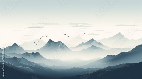 Scenic Line Art Depicting Calm Mountain Vistas, Nature Sketch © Aazish 