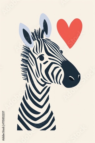 Sweet zebra illustration with love.