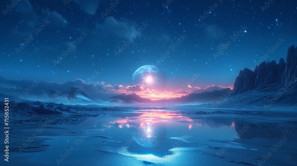 Starlit Desert: Glowing Sands Under the Cosmos