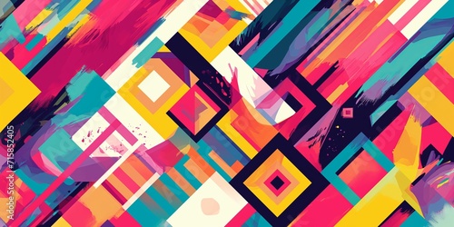 Bold and vibrant geometric patterns in contrasting colors photo