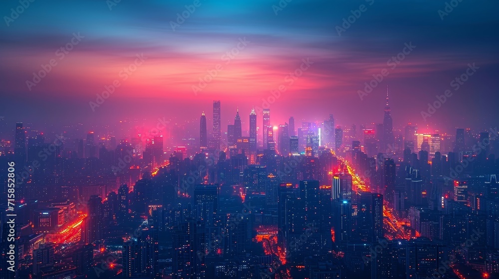 Fototapeta premium City of Lights: Glowing Metropolis in the Night