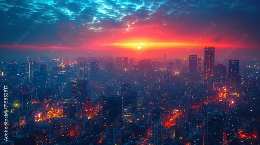 Obraz premium City of Lights: Glowing Metropolis in the Night