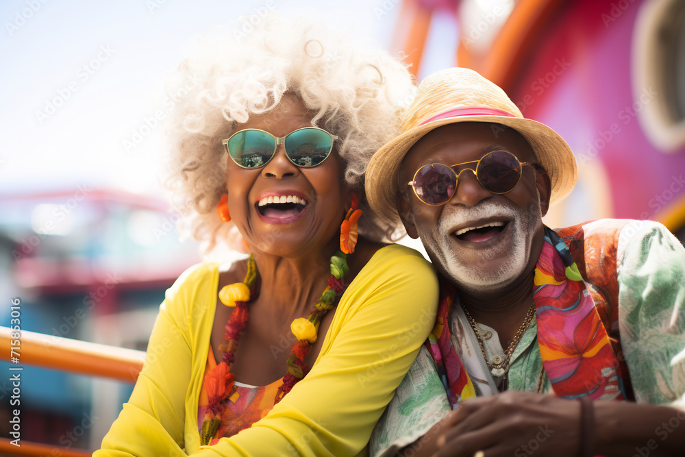 Joyous Senior Couple Embracing Life. Black History Month concept Joyous Senior Couple Embracing Life. Black History Month concept