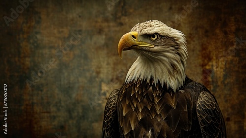 an eagle is standing next to the american flag