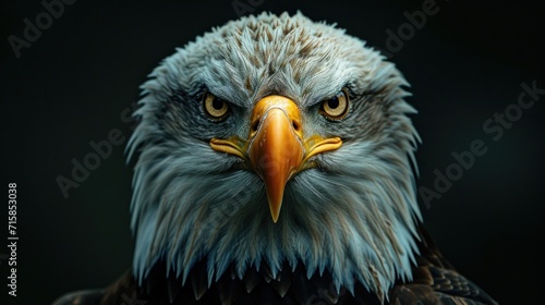 an eagle sits under a flag