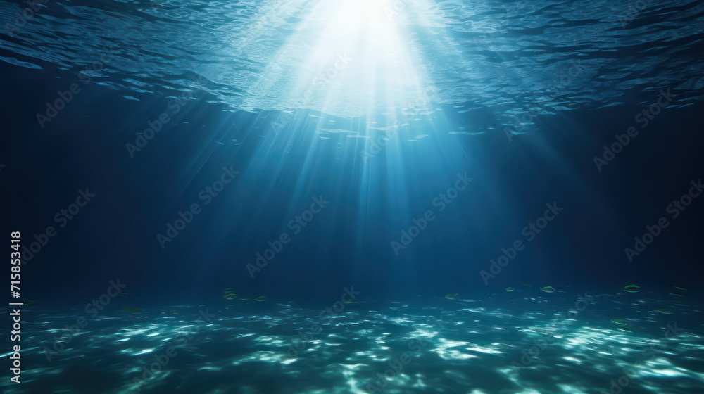 An underwater background with the sun shining out of the water.