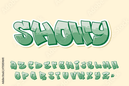 Alphabet Street Green Graffiti Font Type Cartoon Vector