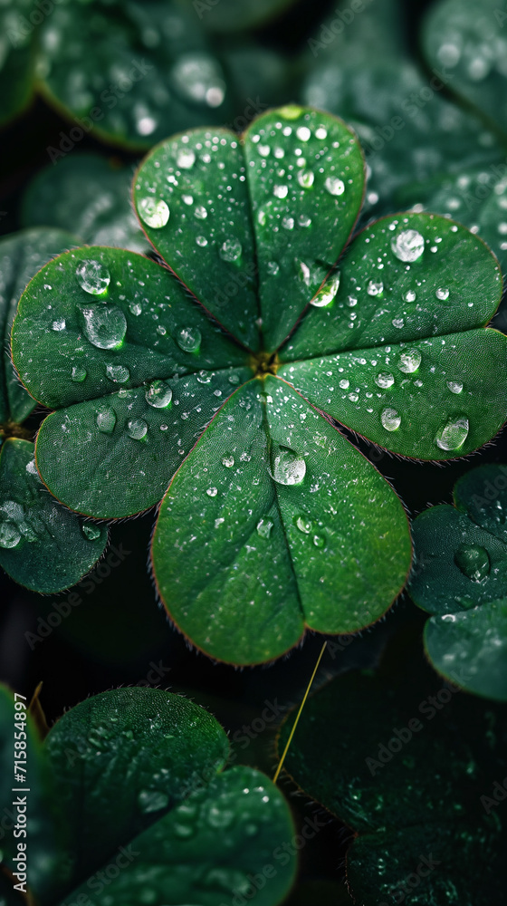 A Close-Up of a Shamrock Leaf Adorned with Delicate Dew Drops - A Captivating Image Evoking the Essence of St. Patrick's Day and the Beauty of Nature A Close-Up of a Shamrock Leaf Adorned with Delicate Dew Drops - A Captivating Image Evoking the Essence of St. Patrick's Day and the Beauty of Nature