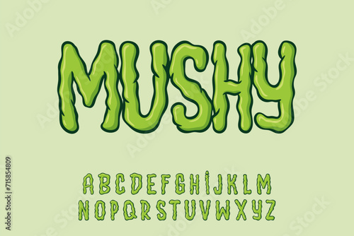Alphabet Mushy Green Graffiti Font Type Cartoon Vector