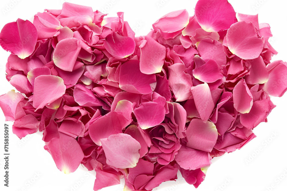 a heart shape using pink rose petals with a transparent background in PNG format