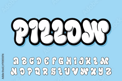 Alphabet Pillow White Fat Graffiti Font Type Vector