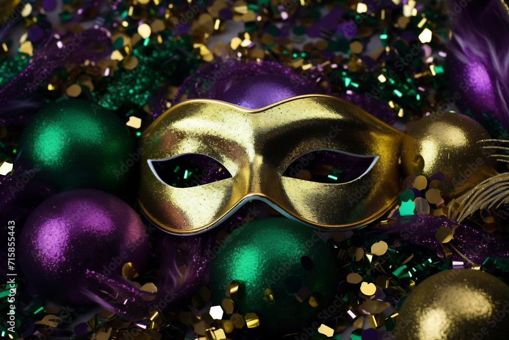 Mardi Gras mask, balloons and sparkles Mardi Gras mask, balloons and sparkles