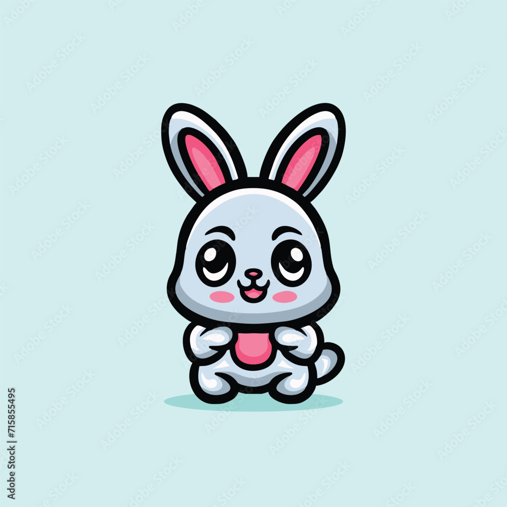 Fototapeta premium Cute Rabbit Cartoon Mascot Animal Vector Logo Design illustration