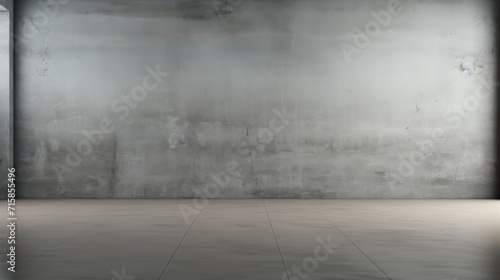 Clean and simple neutral grey wall empty room background or backdrop for online presentations and virtual meetings © Andrea