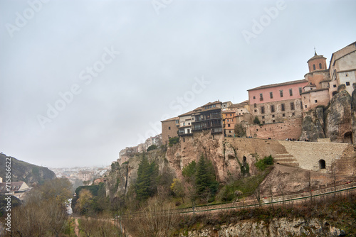 Wallpaper Mural Hanging house on the cliff with wooden balconies in Cuenca, Spain Torontodigital.ca