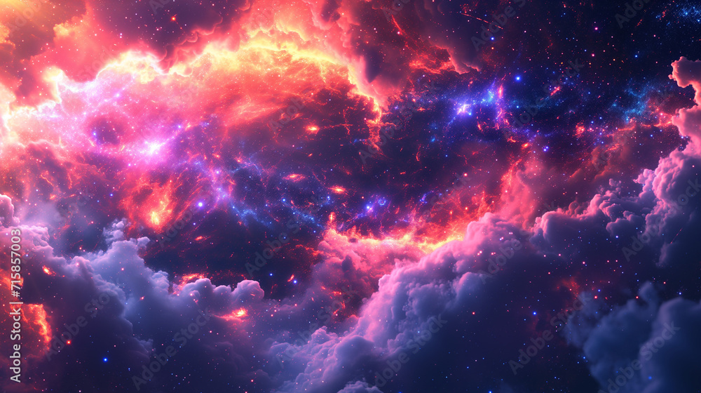 Fototapeta premium A stellar wonderland with vibrant colors sparkling stars and playful planetary formations