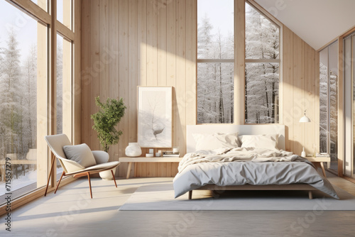 Modern Scandinavian Bedroom Interior © Harsha