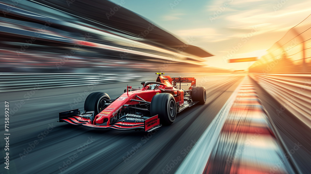 Naklejka premium Formula 1 bolid on racing track, F1 grand prix race