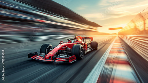 Formula 1 bolid on racing track, F1 grand prix race photo