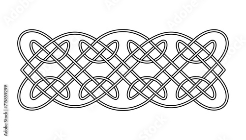 Celtic style interlaced pattern. Vector line art illustration.