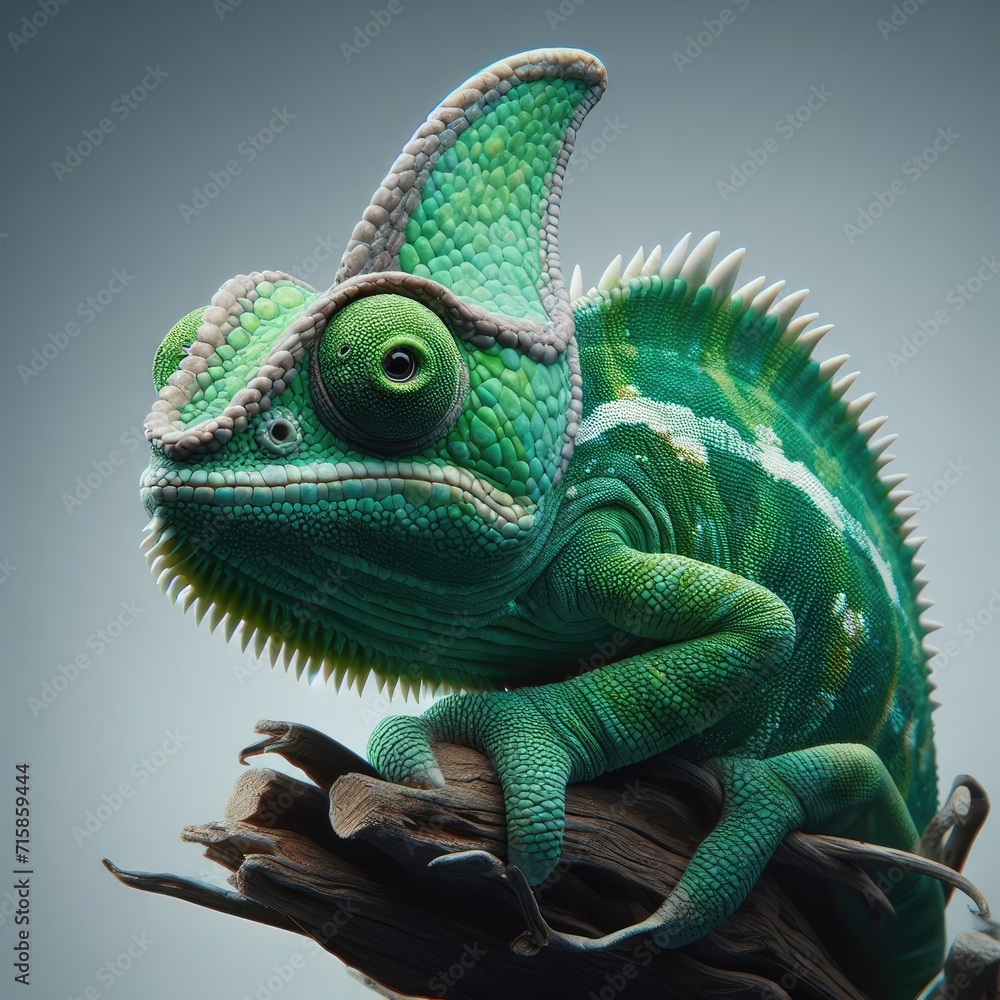 Obraz premium green chameleon on white