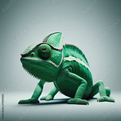 green chameleon on  white © Deanmon