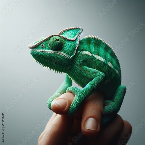 green chameleon on  white © Deanmon