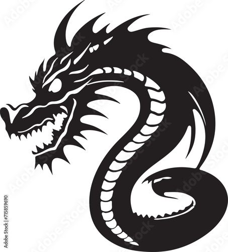 black dragon silhouette of vector illustration 