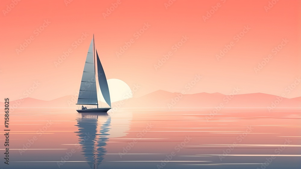 Serene Sailboat Scene on Calm Waters During Colorful Sunset