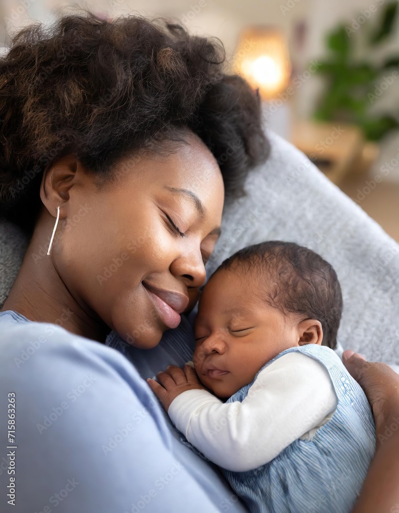Authentic capture of an African American mother and her newborn baby Authentic capture of an African American mother and her newborn baby