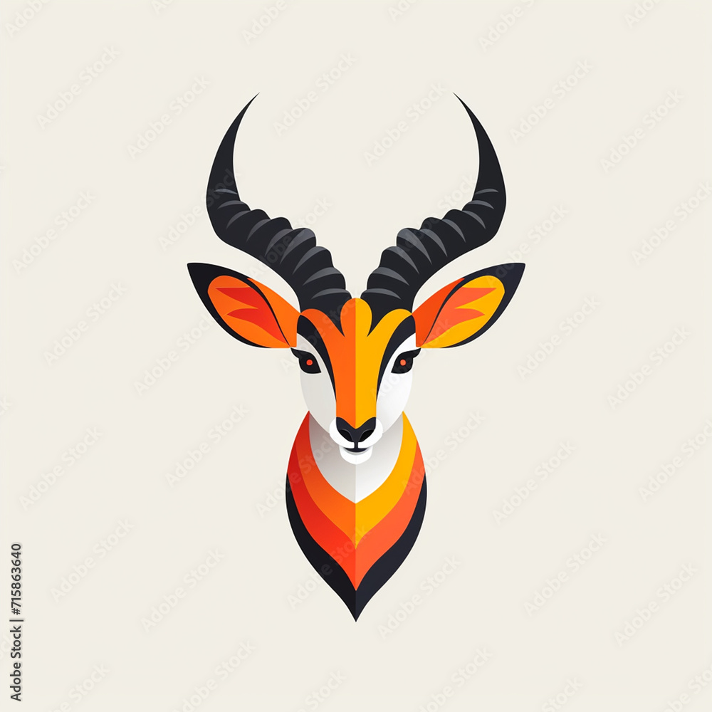 flat vector logo of big antelope flat vector logo of big antelope