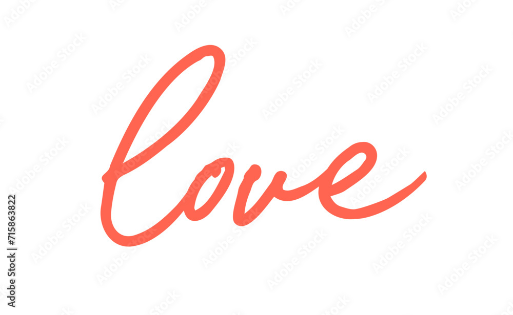 Fototapeta premium Love lettering design. Calligraphic style love text. Valentine's Day greeting.