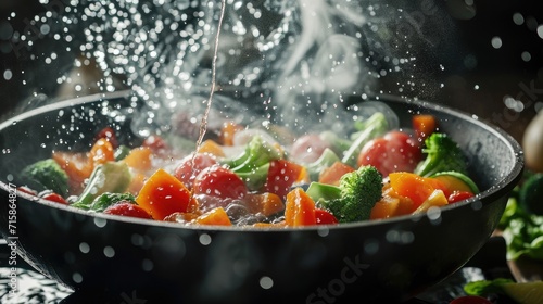 Fried cooking in boiling oil vegetable wallpaper background