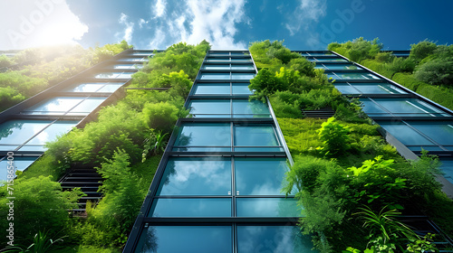 Building with plants ecodesign for carbon reduction, ecology and sustainable. Urban nature concept, green innovation and low carbon emissions.