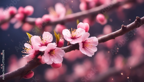 Close-up of delicate pink cherry blossoms against a soft, bokeh background