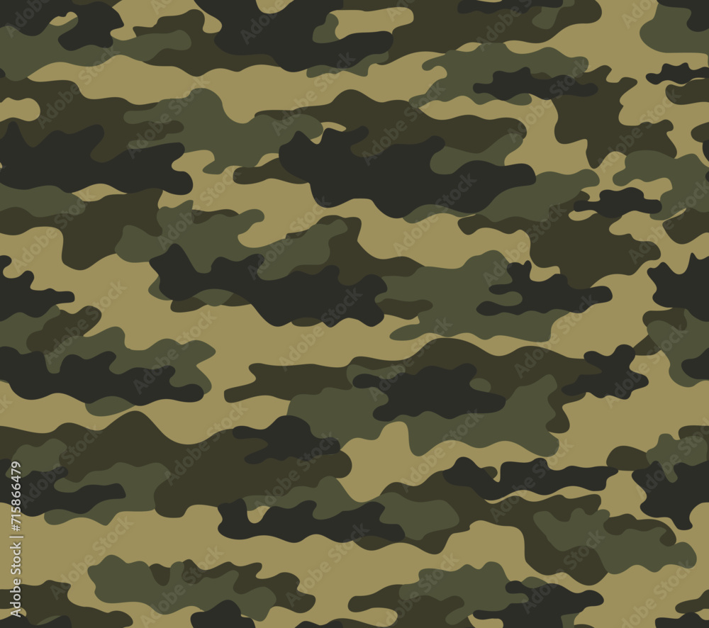 Fototapeta premium Modern camouflage background, vector seamless pattern. Military print on textiles