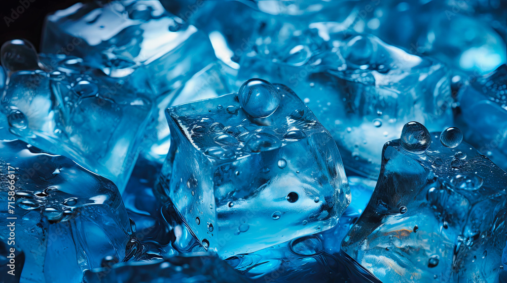 background covered with blue ice cubes, Texture background covered with blue ice cubes, Texture