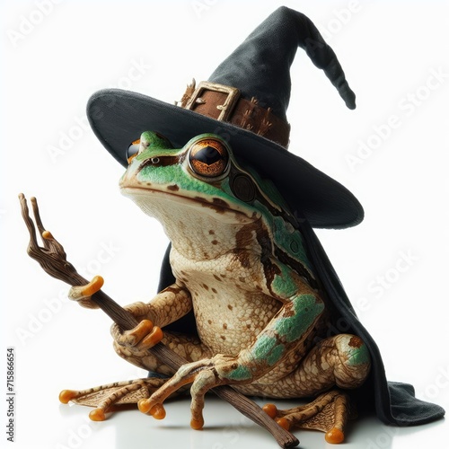 frog in a witch  hat
