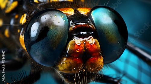 Macro photograph of a dragonfly's head with detailed eyes © IgitPro
