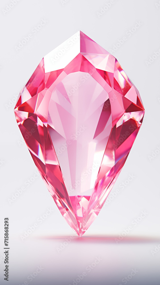 Jewel, pink, diamond, white background, shiny, crystal, crystal clear, day, geometry, cut, rare stone, cut stone, pointed.