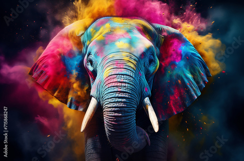 Cosmic Elephant with Painted Splendor