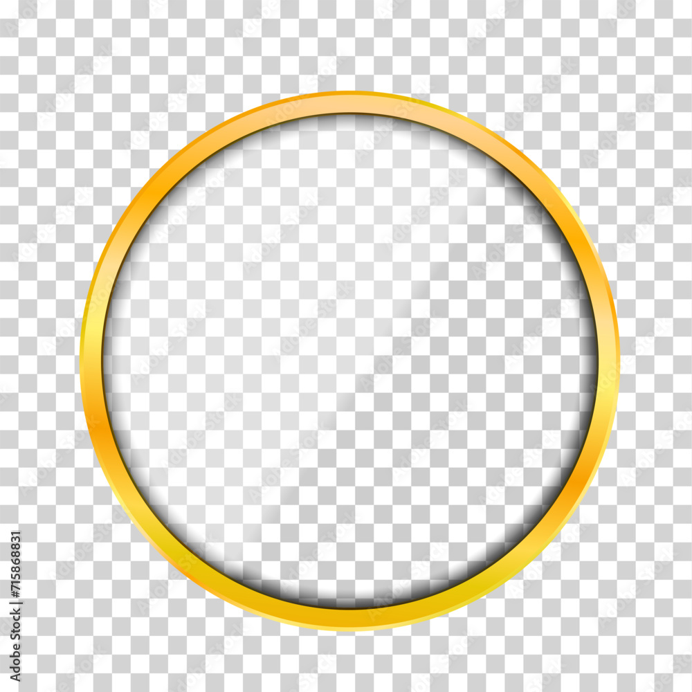 Golden circular metal frame - vector - obrazy, fototapety, plakaty 