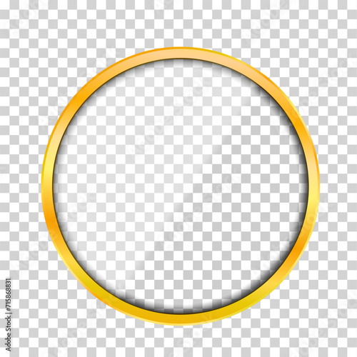Golden circular metal frame - vector