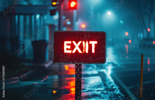 an exit sign at a parking lot