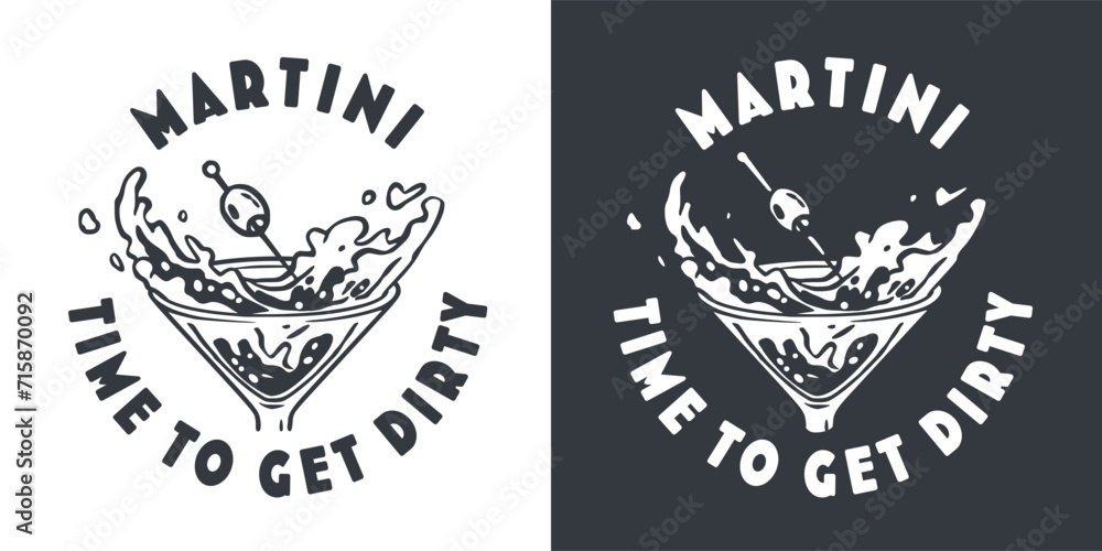 Martini cocktail vector with olive and splashes for alcohol for ...