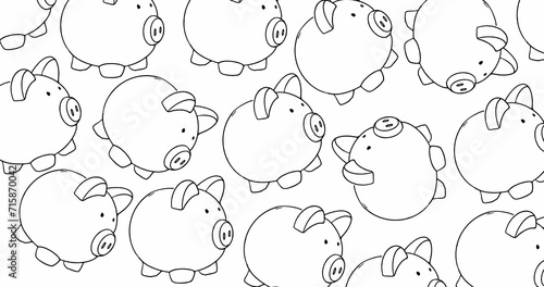 Piggy bank banner. Hand drawn style. Financial illustration 