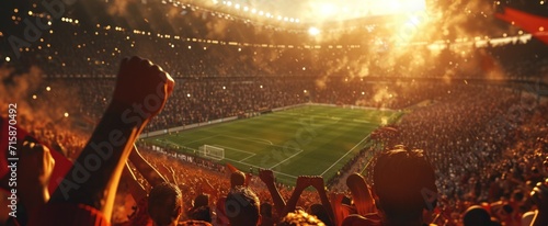 a soccer fans holding fists at a stadium