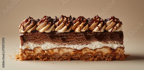 a cake and chocolate ice cream with caramel