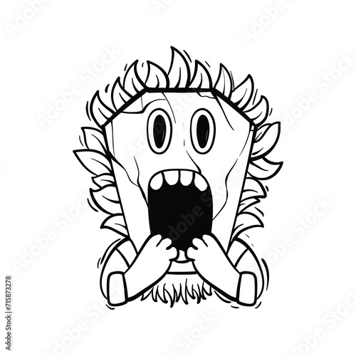 funny stickers of shocked ancient people only black lines
